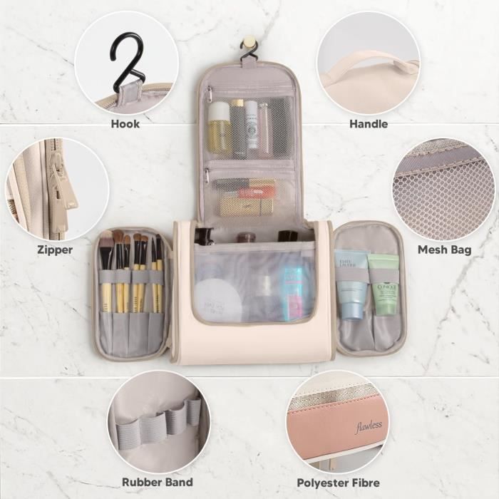 Trousse De Toilette Vintage En Cuir Rouge Des Années 70 - Voyage - Occasion