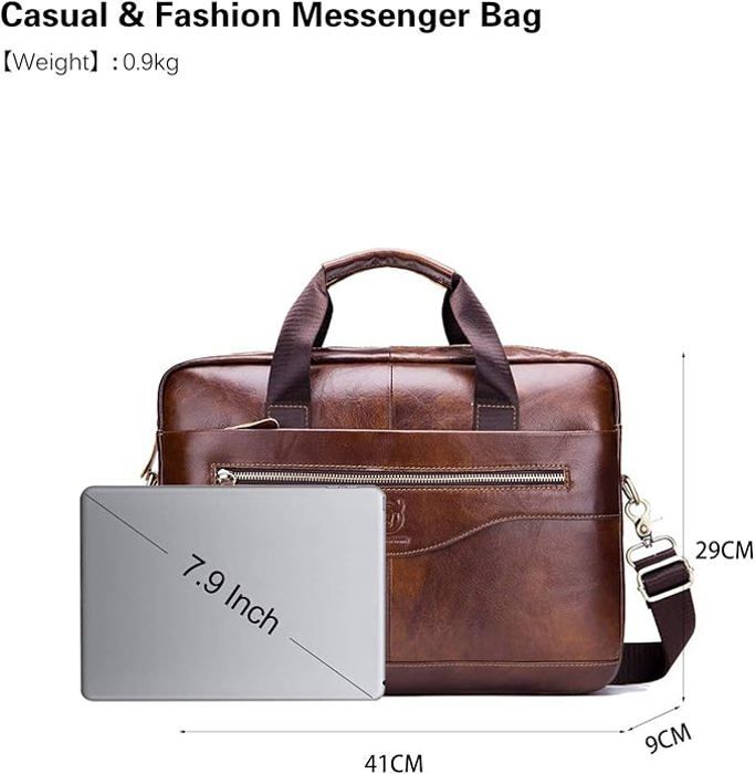 Sac Porté épaule Messager Cuir Souple Pour Homme - Porte-documents Et Ordinateur Portable - Taille M