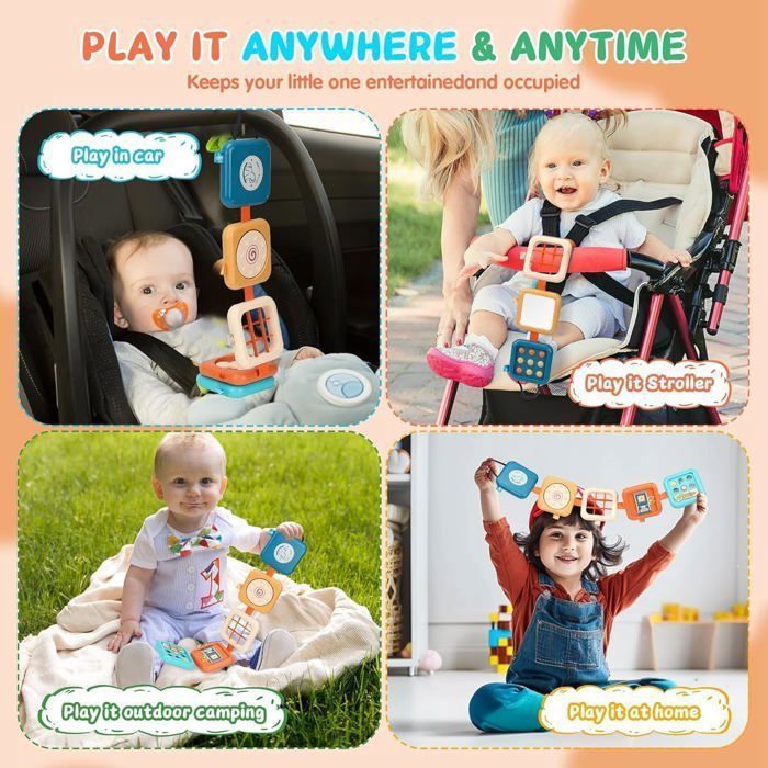 Cube D'activités Montessori 8-en-1 – Jouet Sensoriel Et Moteur, Dépliable (60 Cm), Voyage, Bébé 3 Ans, ABS Et Silicone Sécurisé