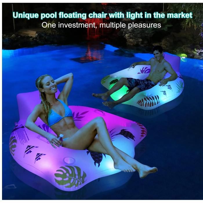 Piscine gonflable avec siège et lumières de piscine, piscines gonflables durables et épaisses de