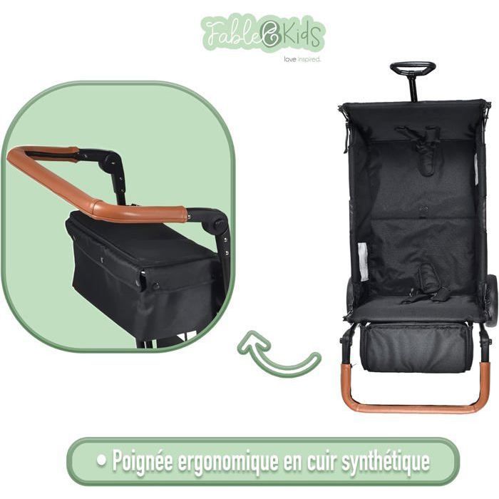 Chariot Pliable Leo X2Plus – 2 Sièges, Toit Amovible, Roues Tout-Terrain 360° – Capacité 80 Kg