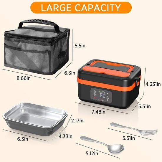 Boîte à Lunch Chauffante Sans Fil - Récipient Inox 500 Ml, Batterie Intégrée, Chauffage Rapide 25W - 10