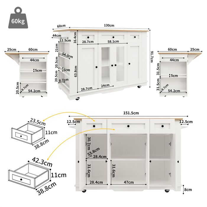 Îlot De Cuisine, Desserte Avec Plan De Travail Extensible, Meuble De Cuisine Desserte De Cuisine Desserte A Manger Avec Veinage De Bois 97538030