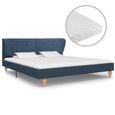 Bonne qualité - Cadre de lit Pour 2 Personnes - Lit adulte avec matelas - Lit complet Bleu Tissu 180 x 200 cm ®ZZVRCM®-0