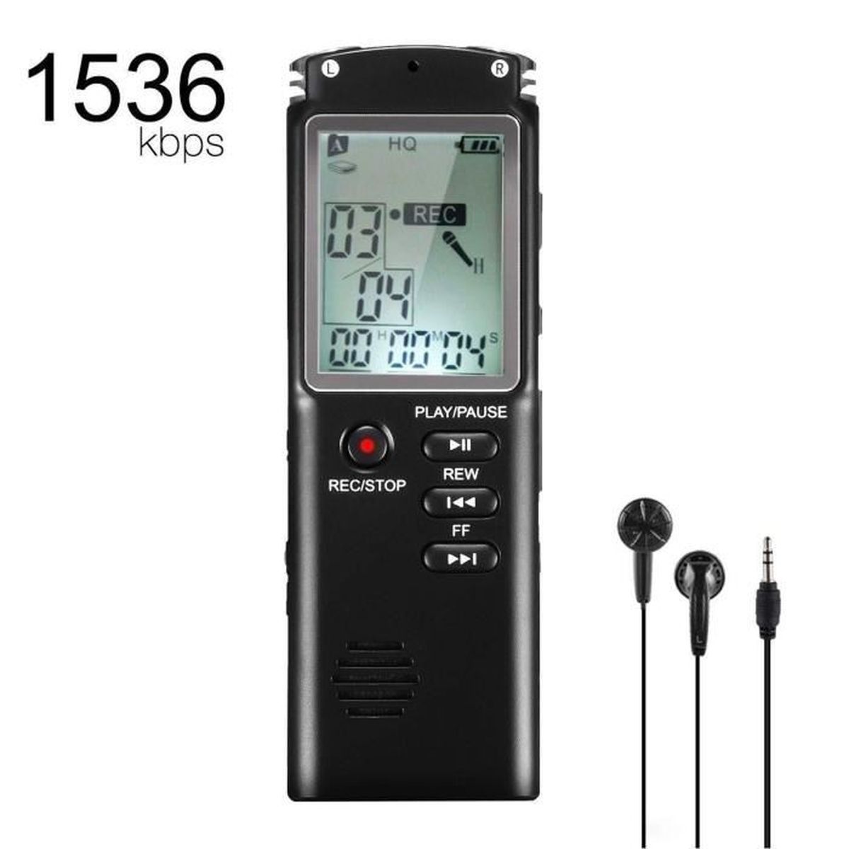 Rechargeable Cl/é USB Dictaphone Num/érique Audio Vocale Portable Gris aLLreli 8 Go Enregistreur Num/érique Vocal