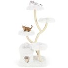 GOPLUS Arbre à Chat 165 CM, 4 Plates-Formes en Forme de Fleur, Grotte,Griffoir en Sisal, Centre d’Activités pour Chats, Blanc