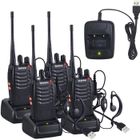 MOONMINI 4 x Talkie Walkie Deux Voies Radio UHF 400-470MHz Walkie Talkie Avec Ecouteurs Originaux Transmetteur Portatif FM 16 Chaînes - Noir