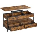 VASAGLE Table Basse, avec Plateau Relevable, avec Rangement Ouvert et Compartiment Caché, Marron Rustique et Noir d’Encre