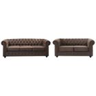 VENTE-UNIQUE Canapés 3 places et 2 places CHESTERFIELD en microfibre aspect cuir vieilli