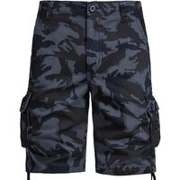 Hommes Cargo Shorts en Coton Camouflage Bermuda Pantacourt Casual Multi Poches Loisirs 1/2 Short Eté Hommes Short de Sport -  Noir