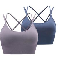Lot de 2 Soutiens-Gorge de Sport Sans Couture Femme Lingerie Brassière Sans Armature pour Fitness Yoga Bra