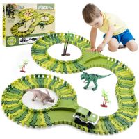 GEEKEO Circuit Voiture Dinosaure Enfant Jouet Enfant 3 Ans Garçon Fille, Circuit Voiture Enfant Jeux avec Flexible Pistes, Cadea114