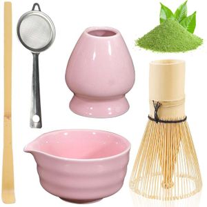 ZENS Matcha Kit 6 Pièces, Matcha Set Ensemble Pour Préparer Un Latte, Bol à Matcha, Thé Matcha Set Japonais, Fouet Chasen, Cuillère, Tamis 304 Et Tapis à Thé Pour Matcha Cérémonie Du