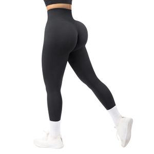 PANTALON DE SPORT Pantalon de sport,Leggings de Yoga taille haute sans couture pour femmes, de Fitness, de gymnastique, d'entraînement - SL859BK[C49]
