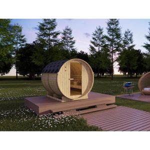 KIT SAUNA  Sauna d'extérieur 6 places - ISOKYRO - Epicéa - Naturel clair - Edition Prestige