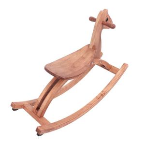 JOUET À BASCULE Zerodis jouet de cheval en bois Cheval en bois pour enfants avec selle et poignée, chaise à bascule, jeux casse-tete Couleur noyer