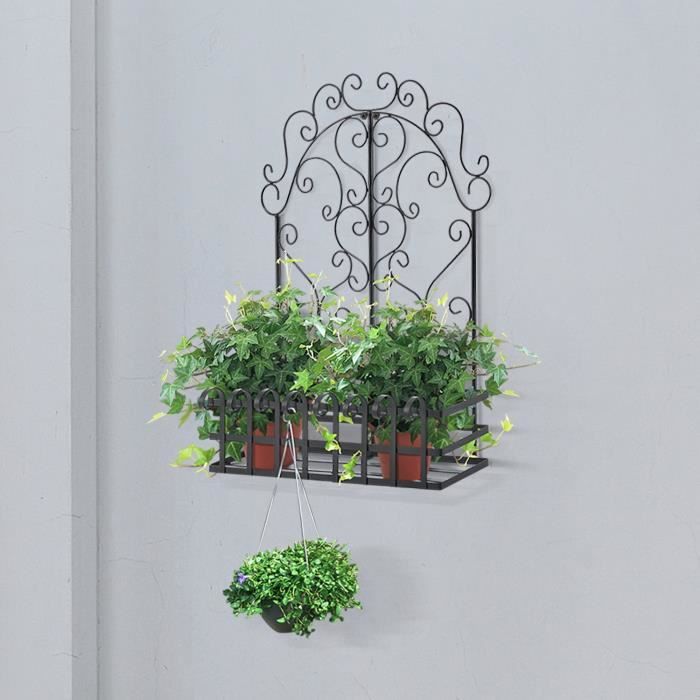Support mural géométrique 3D pour fleurs, support mural, crochets en fer  forgé, balcon, plante, pot de