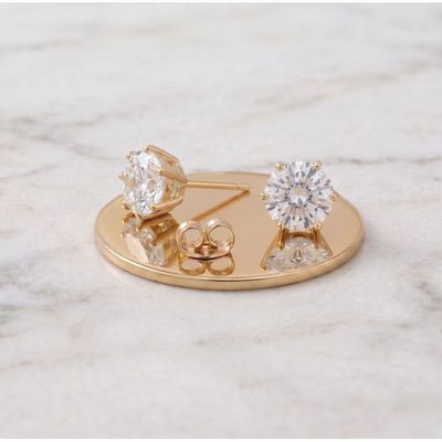 Boucles D'Oreilles Créoles Papillon Enfant Cristal Blanc Plaqué Or Jaune 750/1000
