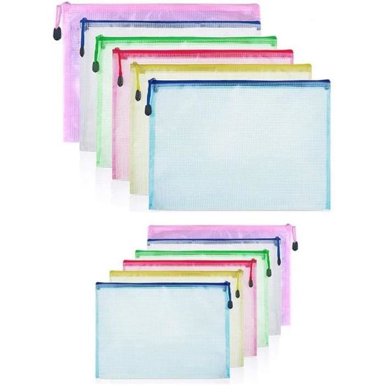 Lot De 12 Pochettes Zip Transparentes A4 Étanches - Organisation Bureau, Voyage, Maquillage, Fournitures - 5
