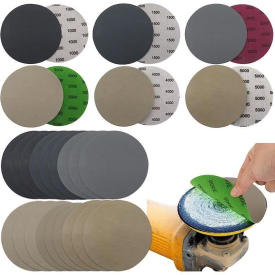 Lot De 50 Disques Abrasifs Ronds 75 Mm Grain 60 - Pour Ponçage à Sec Ou à L'eau - Marque Wonvify