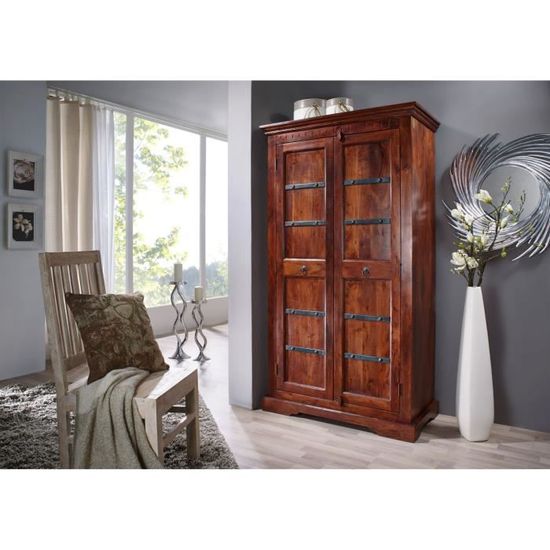 Armoire Bois massif d acacia laqu Nougat Style colonial