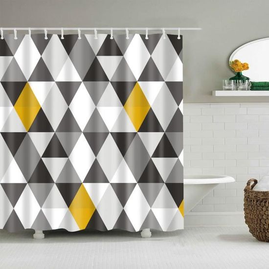 18-90 * 180 cm -Rideau de douche en marbre coloré, motif de carreaux géométriques, rideau de salle de bain en Polyester imperméable