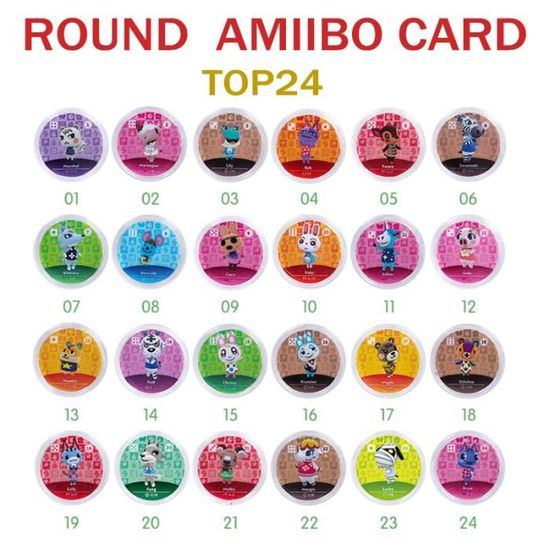 Carte Amiibo Animal Crossing,24pcs top24 mini Jeu Cartes de