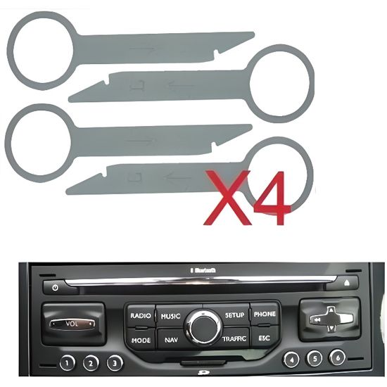 Kit 5 Clés Extraction Autoradio - Acier Inoxydable - Démontage Facile Auto