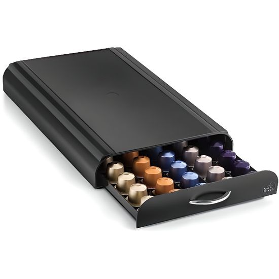 Support Dosettes Tiroir Compatible pour 50 Capsules Nespresso ou 45 Capsules Verismo Pr/ésentoir et Distributeur Rangement de Porte-Capsules