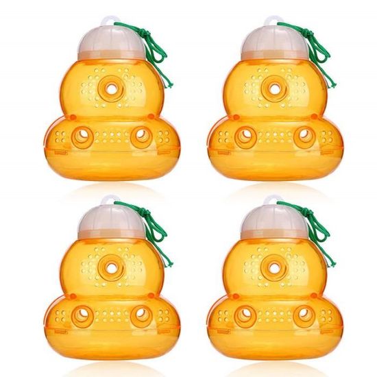 Lot De 4 Pièges à Guêpes Réutilisables En Plastique - Design Avec 2 Tunnels Et Poignée - Pour Jardin, Terrasse, Camping - Facile à Utiliser