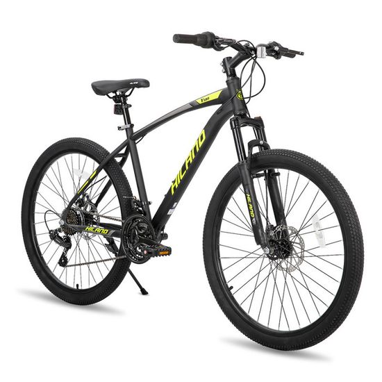 HILAND VTT 26 Pouces Tout Terrain Velo 21 Vitesses avec Cadre en Acier Velo de Montagne avec Fourche a Suspension Jaune Cdiscount Sport