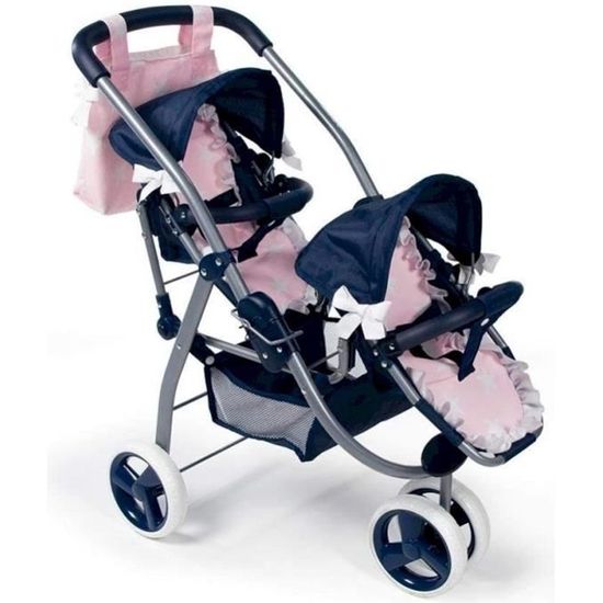 Poussette Double pour Poupee La Nina Ref 60421 Bleu Rose Jouet pour Enfant de 3 Ans et Plus Cdiscount Jeux Jouets