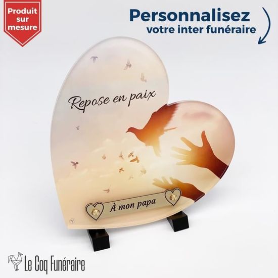 Plaque Funeraire Coeur Colombes avec inter personnalise 25 x 25 cm support inclus Le Coq Funeraire Cdiscount Au quotidien