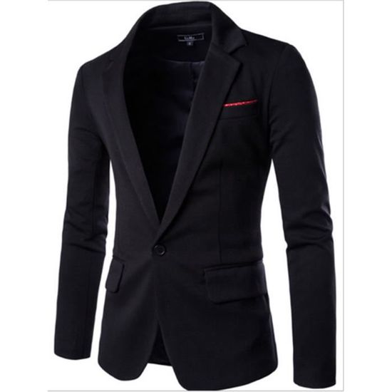Veste De Costume Homme Couleur Unie - Blazer Revers Manches Longues Bouton Unique Mode Irrégulière