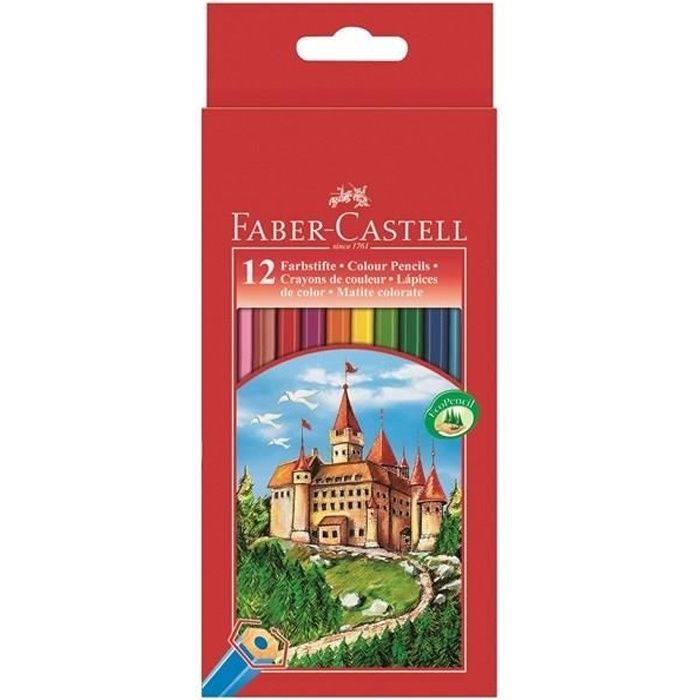 FABER-CASTELL Etui de 12 Crayons de couleur Château - Coloris assortis