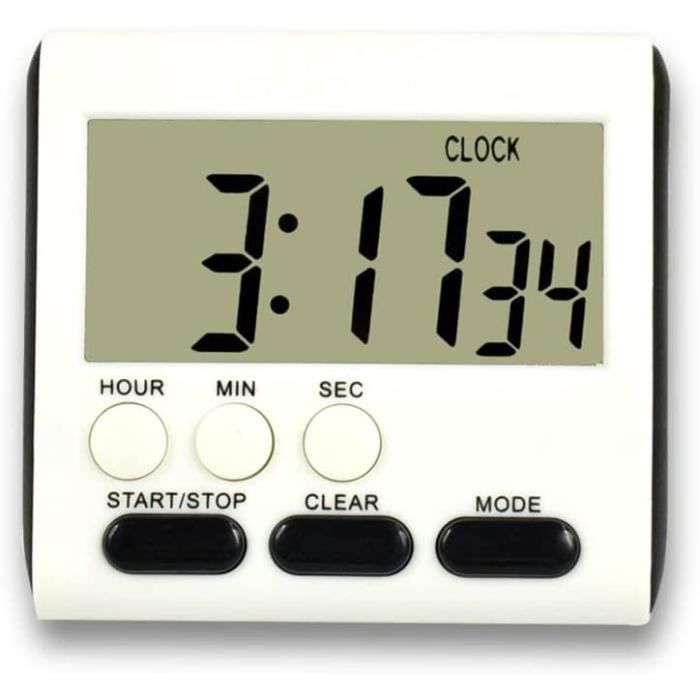 Minuteur De Cuisine électronique - Grand écran 62x32 Mm - Compte à Rebours Jusqu'à 99 Min 59 Sec - Alarme Sonore, économie D'énergie - 6