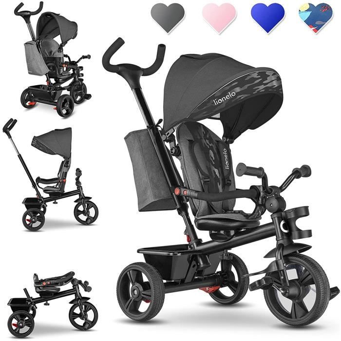 Tricycle évolutif 5 En 1 Kinderkraft SPINSTEP - Pour Enfant 9 Mois à 5 Ans (25 Kg), Cabine étanche UPF50+, Pliable