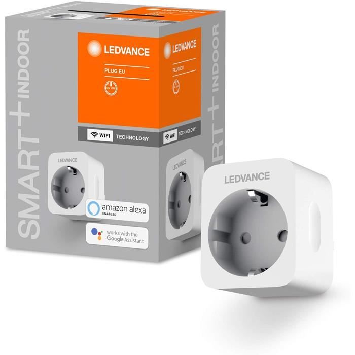 LEDVANCE Smart + Prise commutable pour WiFi, avec mesure de puissance, compatible avec Google et Alexa Voice Control, contrôle A90