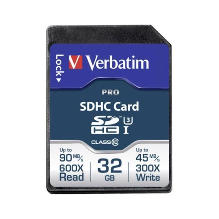 Carte SDHC Verbatim PRO 32 Go Class 10 UHS-I, Class 10