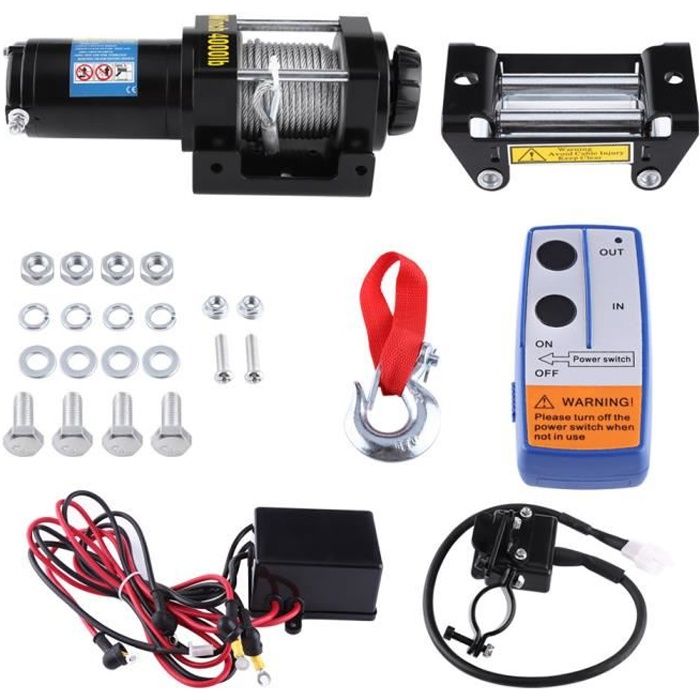 12V 4000LBS Treuil Electrique avec télécommande outil Traction Auto Voiture Camion