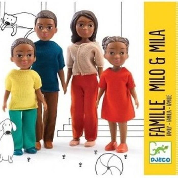Famille noire maison de poupée Figurines articulées Djeco