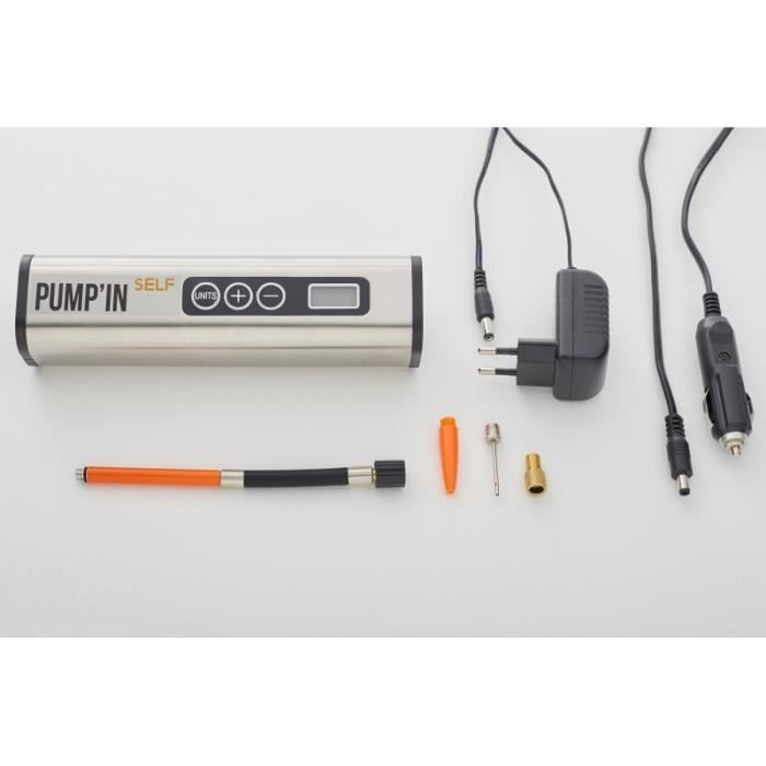 Pump'in SELF - Mini-compresseur autonome sans fil rechargeable 12V-220V avec lampe LED.