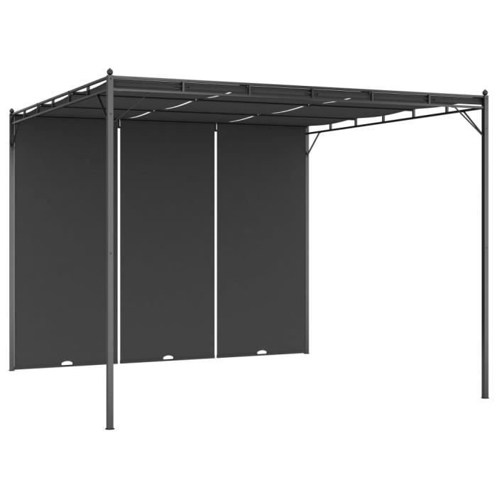 Belvédère de jardin avec rideau latéral 3x3x2,25 m Anthracite Tonnelle de jardin pavillon chapiteau barnum