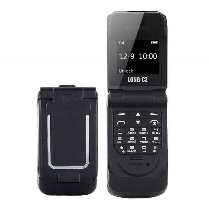Mini LONG-CZ J9 Flip Mobile Phone 0.66 - Plus petit téléphone portable Bluetooth Numéroteur FM Voix magique mains libres(Noir)