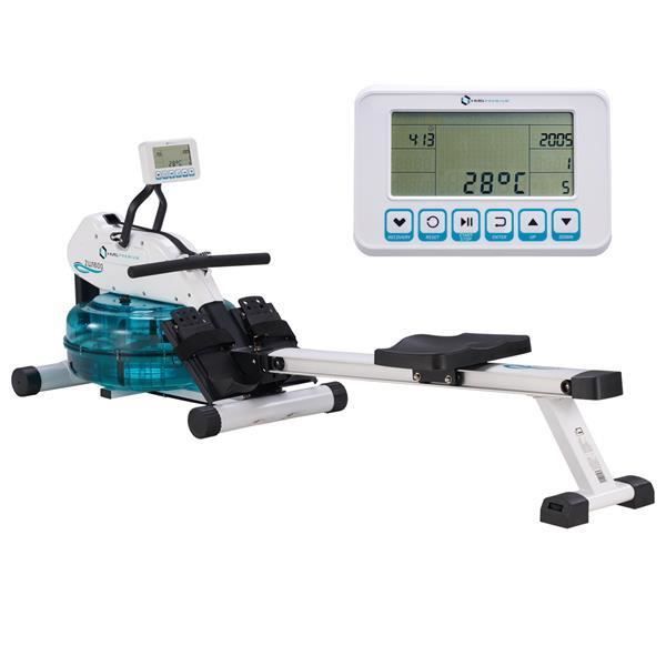 HMSPORT - Rameur à eau sport fitness musculation endurance - Usage domestique - Avec ordinateur LCD - Appareil fitness - Gris