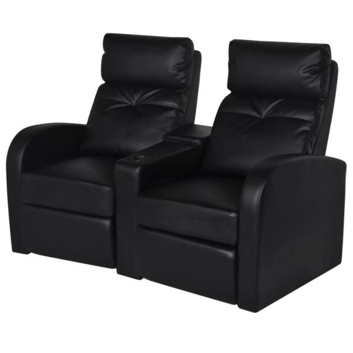 Fauteuil Relaxation inclinable à 2 places - Fauteuil Relax Confortable Fauteuil Salon Cuir synthétique - Noir Chic *549950