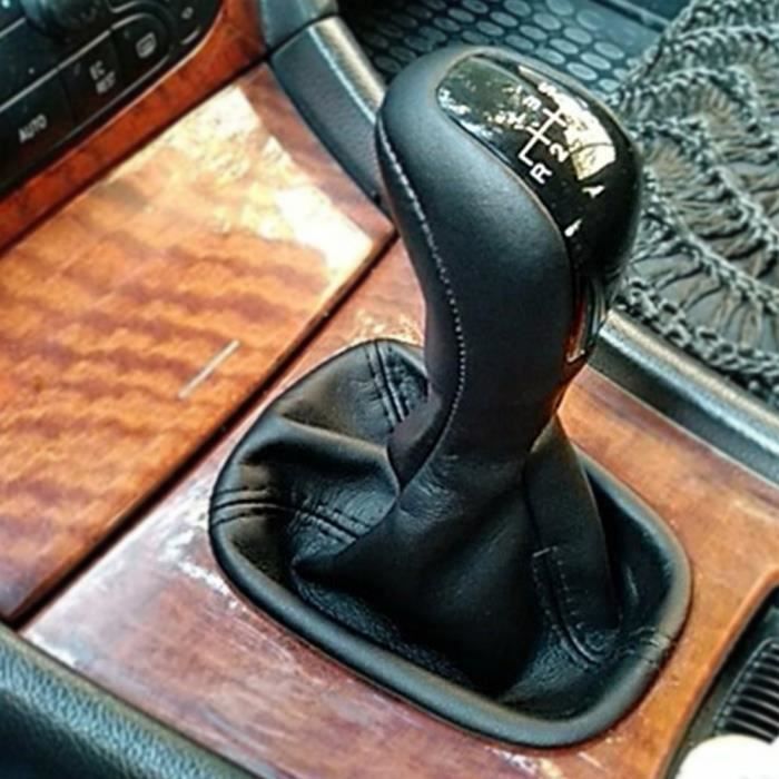 Qiilu Pommeau de levier de vitesse Couvercle de soufflet de levier de vitesse à 6 vitesses pour Mercedes Benz Classe C W203 S203