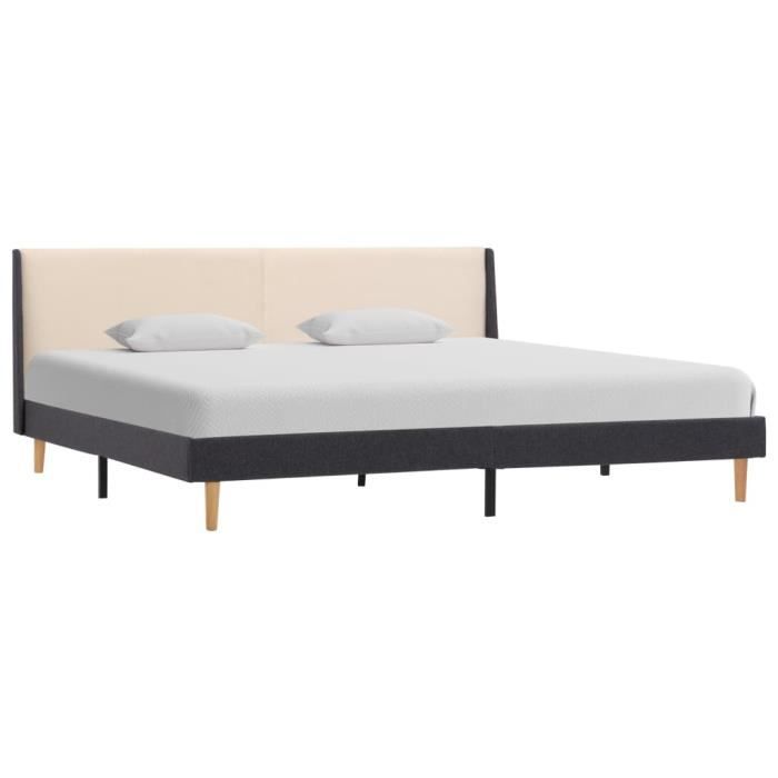 Chez Barry® 48583 Lit Grand Lit adulte enfant - Lit de Repos - Crème Tissu 160 x 200 cm Haute qualité