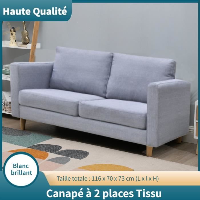 Canapé à 2 places Tissu Gris clair HB024