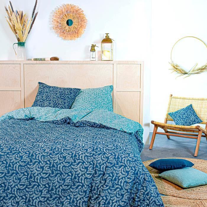 TODAY Parure de couette 220x240 cm - 100% Coton - Vert Bohème - KERALA TODAY